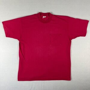 VTG Blank Selvedge Pocket T Shirt Fits Large Red BVD 1990s Classic Made in USA‎